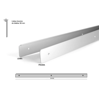 Listwa boczna do blatu duropal 28mm prawa, aluminium, Zobal
